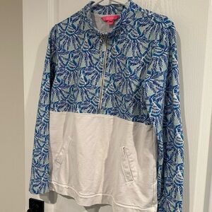 Lilly Pulitzer Half Zip Pullover With Gold Accents